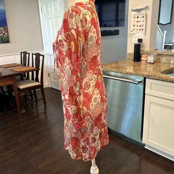 Manuel Canovas Womens Long Sleeve V Neck Floral Shift Dress 100% Silk 8 10 - Picture 4 of 16